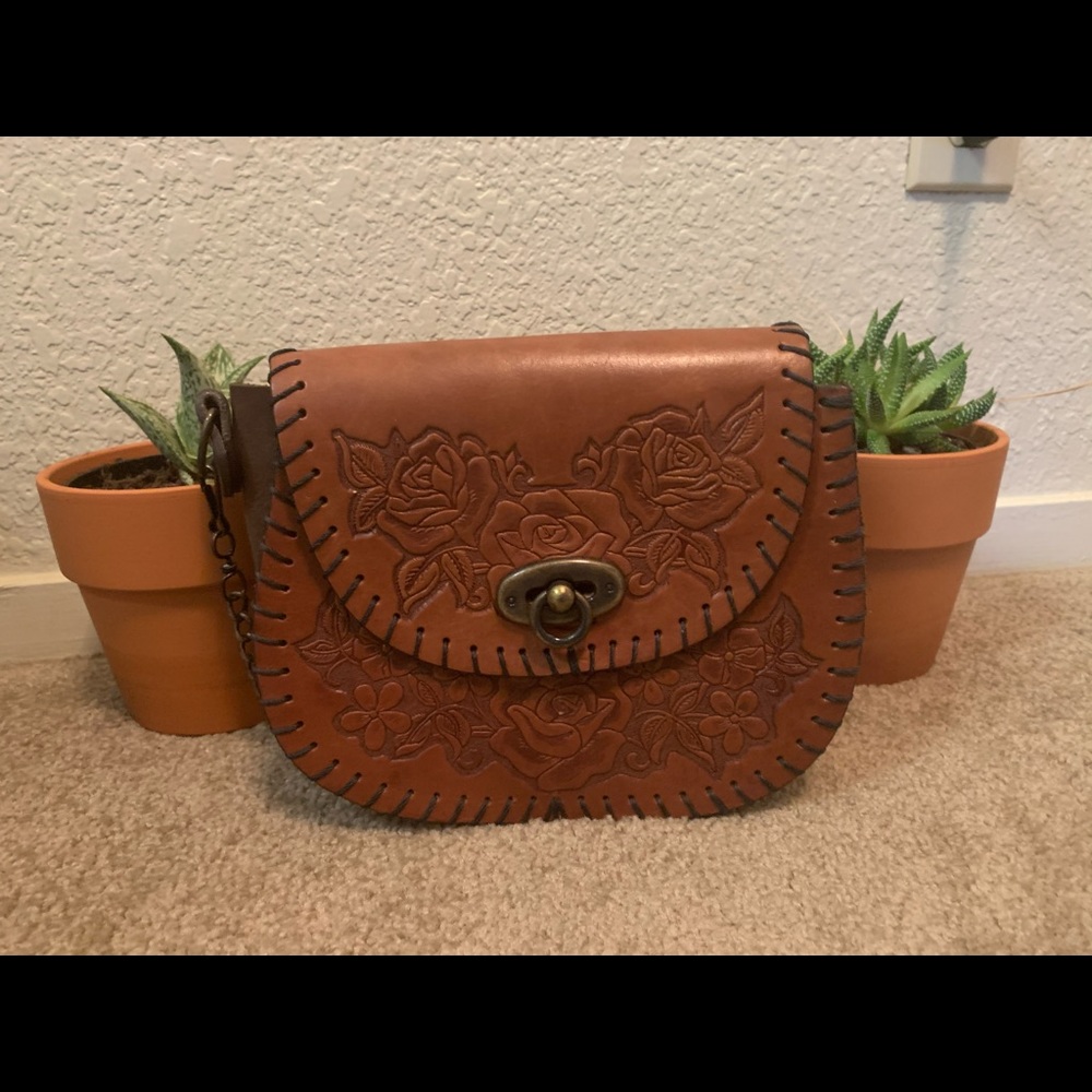 Leather Tooled Cross body